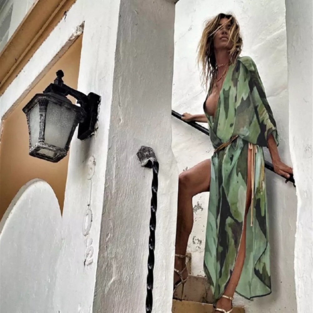 New! Green Leaf Kimono - Picture 2 of 7